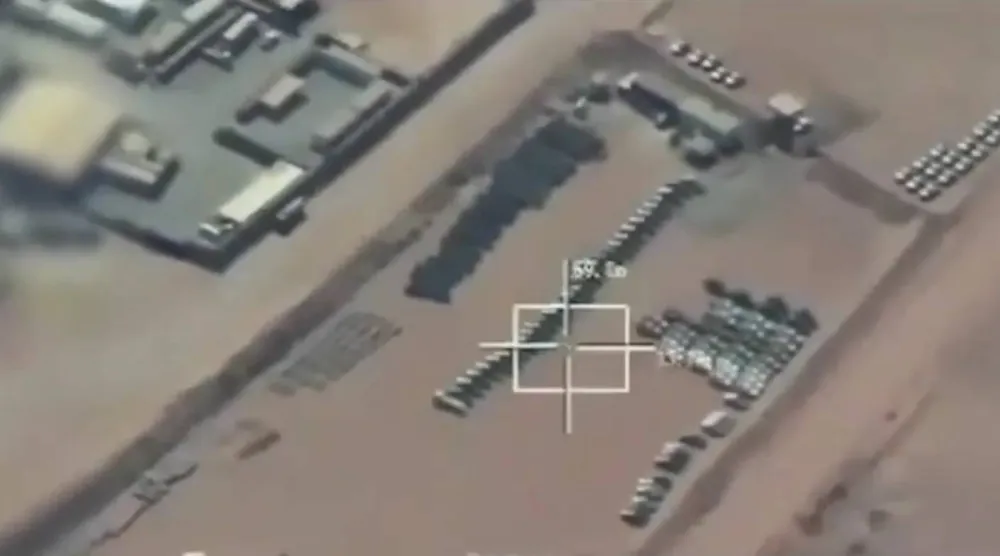 A screengrab shows of the airstrike on Al-Mukalla port. (Arab coalition)