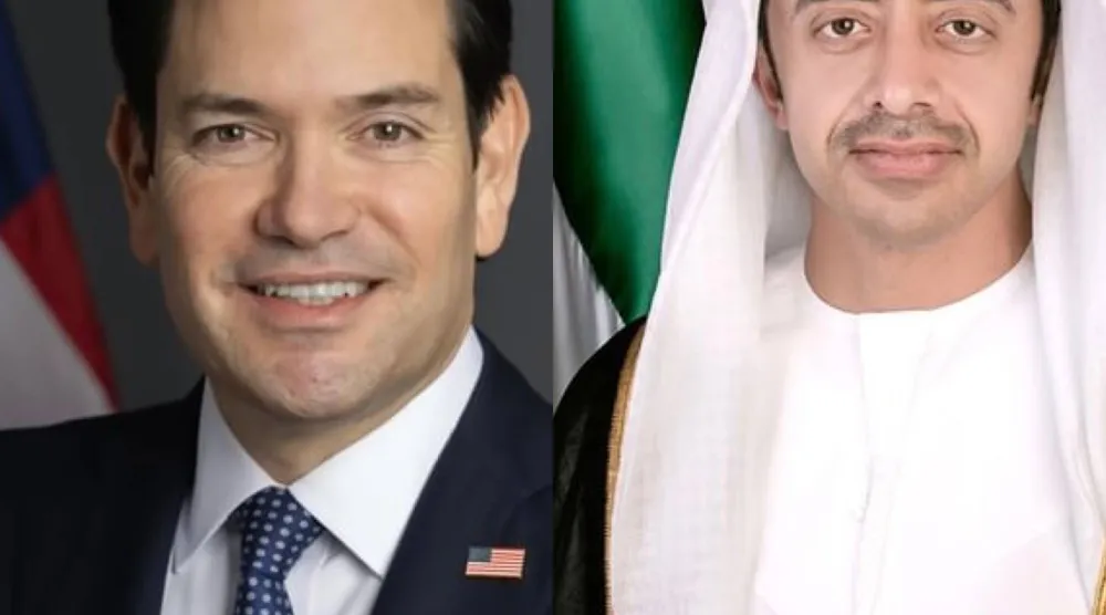 الشيخ عبد الله بن زايد آل نهيان وزير الخارجية الإماراتي وماركو روبيو وزير خارجية الولايات المتحدة (وام)