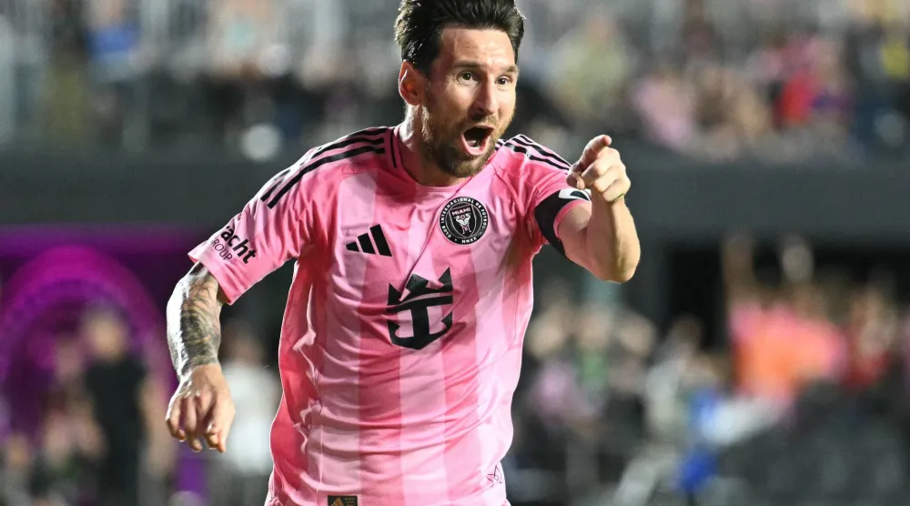 ميسي يحتفل بأحد أهدافه مع إنتر ميامي (أ.ف.ب)