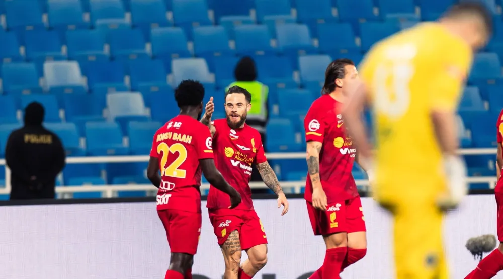 فرحة قدساوية بأحد الأهداف في المباراة (موقع النادي)