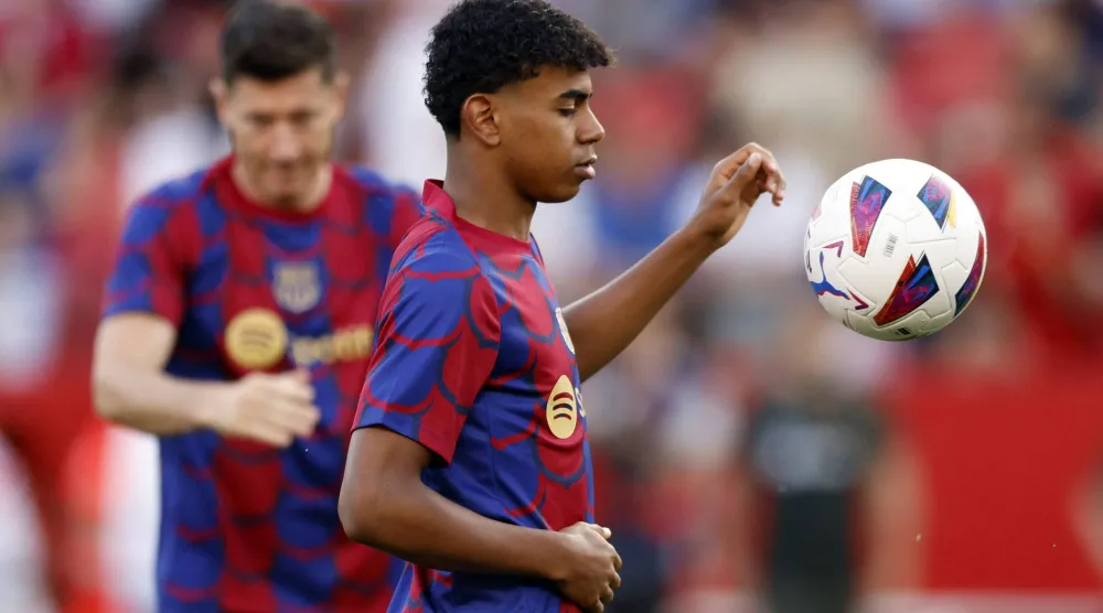 الامين جمال، جناح نادي برشلونة (رويترز).