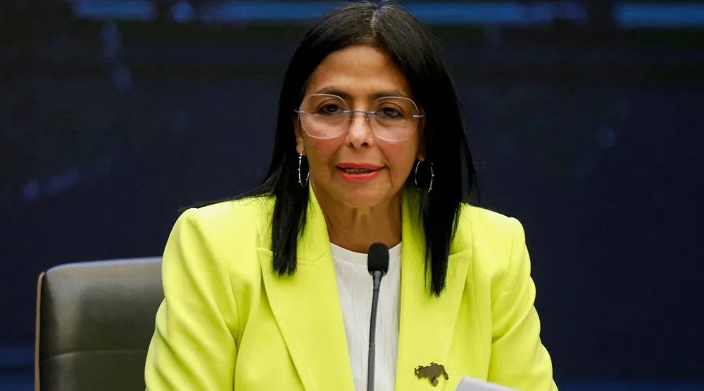 Venezuela's Vice-President and Oil Minister Delcy Rodriguez addresses the media in Caracas, Venezuela, March 10, 2025. (Reuters) 