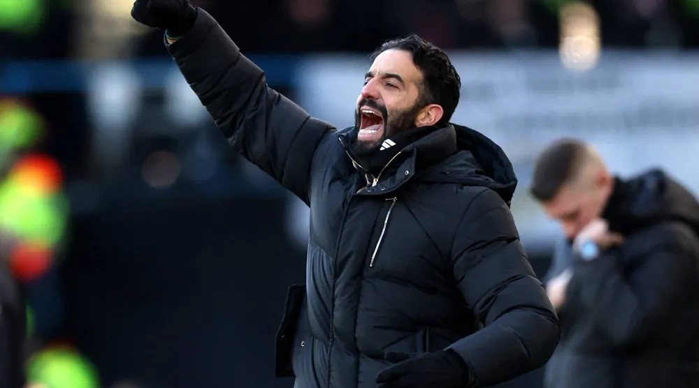 Football - Premier League - Leeds United v Manchester United - Elland Road, Leeds, Britain - January 4, 2026 Manchester United manager Ruben Amorim reacts. (Reuters)