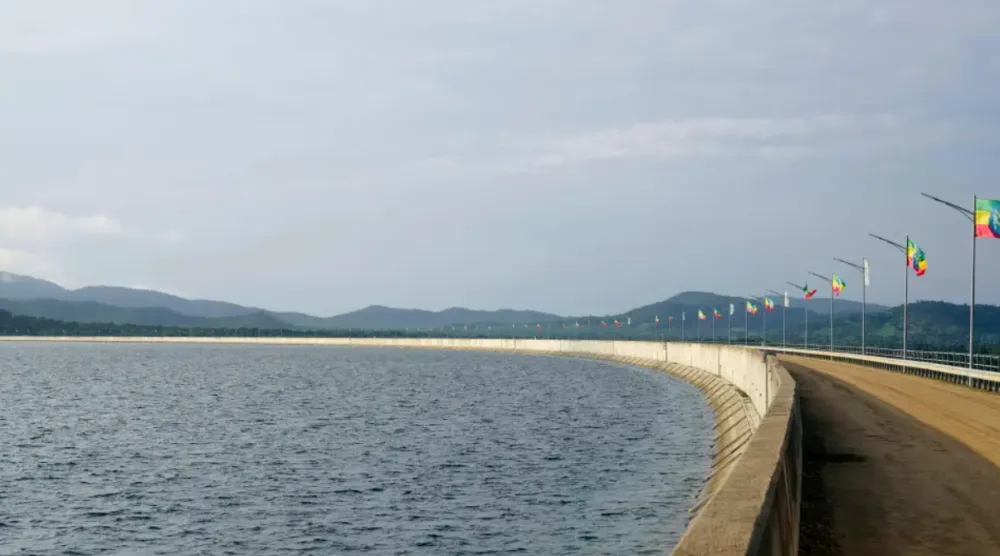 صورة لـ«سد النهضة» الإثيوبي الكبير في بني شنقول-جوموز بإثيوبيا (أ.ب)