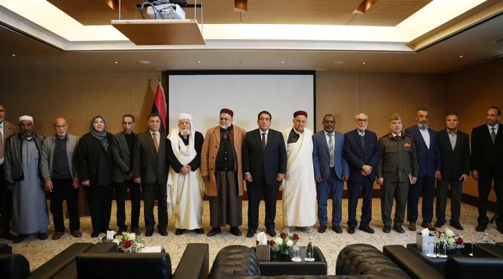 المنفي خلال اعتماد «ميثاق المصالحة» بطرابلس (المجلس الرئاسي)