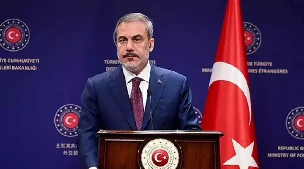 فيدان متحدثاً خلال مؤتمر صحافي في أنقرة الخميس (الخارجية التركية)