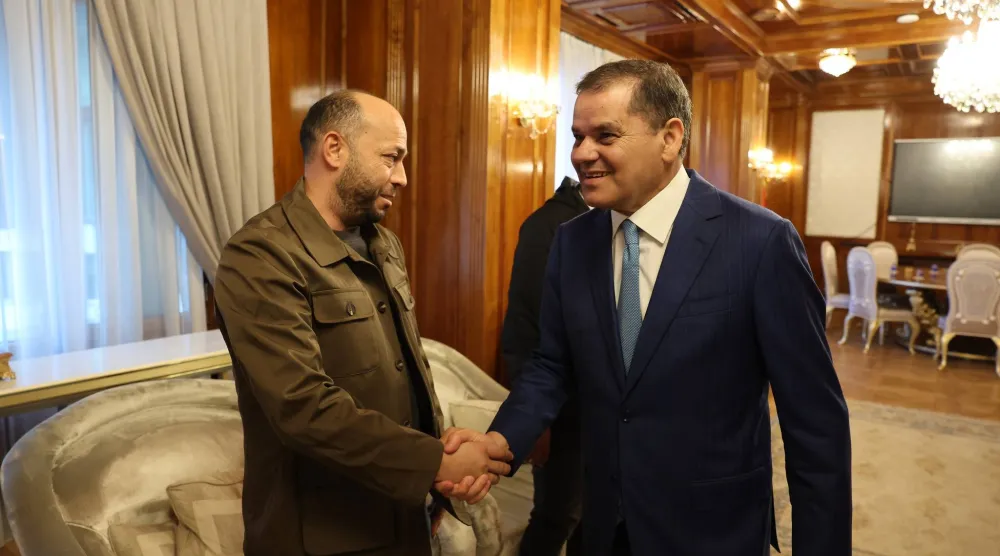 الدبيبة خلال استقباله كشلاف (حكومة «الوحدة» الليبية)