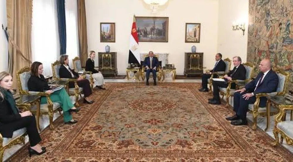 محادثات الرئيس المصري عبد الفتاح السيسي والممثلة العليا للشؤون الخارجية والسياسة الأمنية للاتحاد الأوروبي كايا كالاس في القاهرة السبت  (الرئاسة المصرية)