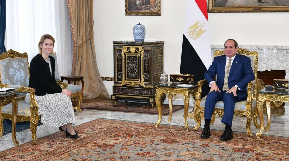 الرئيس عبد الفتاح السيسي يستقبل كايا كالاس الممثلة العليا للشؤون الخارجية والسياسة الأمنية للاتحاد الأوروبي السبت (الرئاسة المصرية)