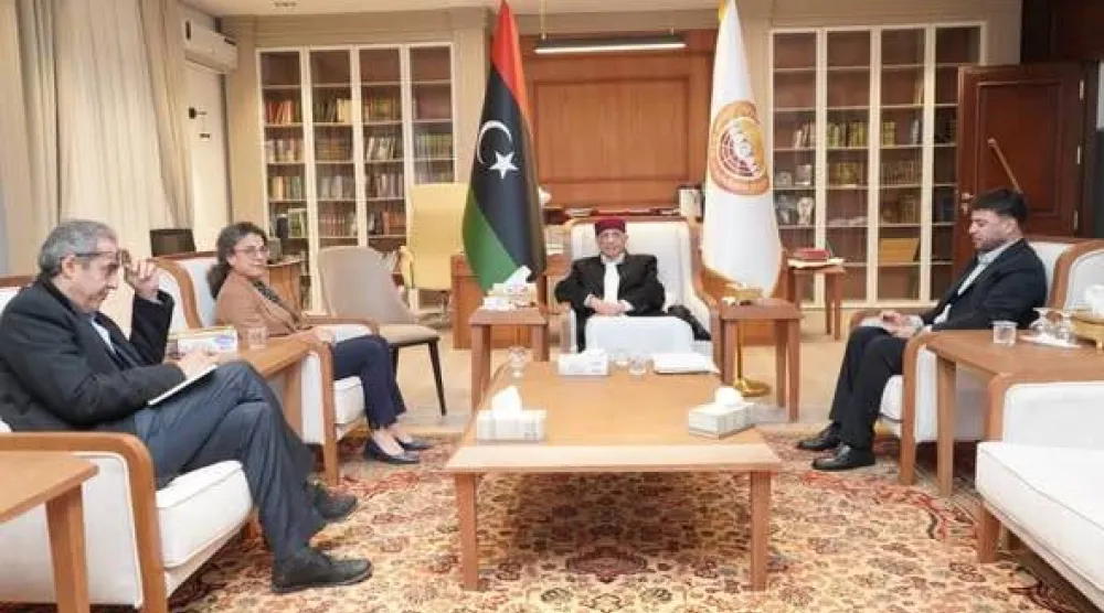 عقيلة صالح مستقبلاً نائبة المبعوثة الأممية يوم 9 يناير (مكتب صالح)