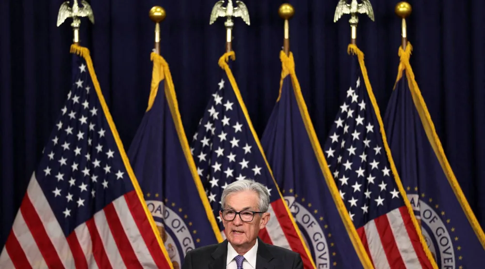 رئيس «الاحتياطي الفيدرالي» في مؤتمره الصحافي عقب اجتماع لجنة السياسة النقدية في ديسمبر (رويترز)