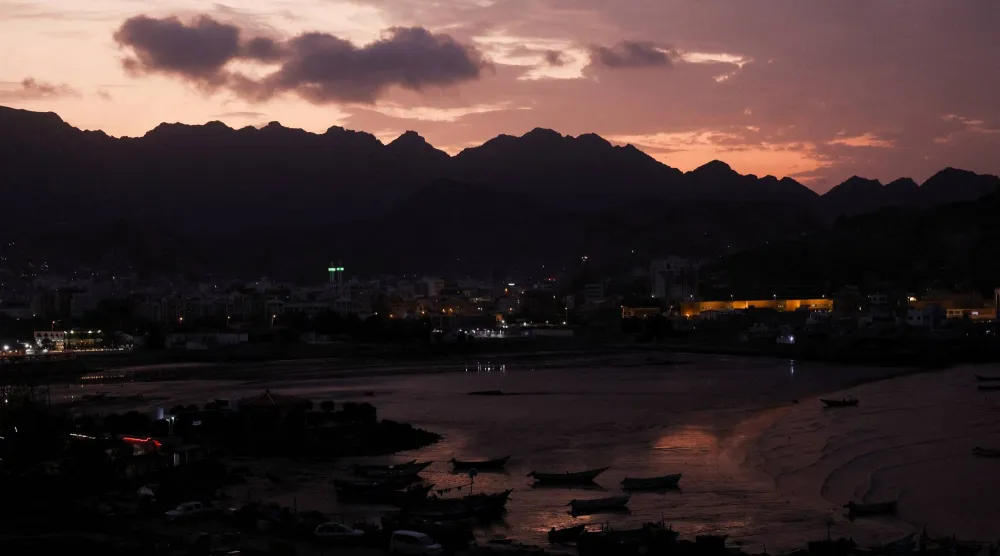 The Port of Aden during sunset, in Aden, Yemen, October 20, 2024. (Reuters)