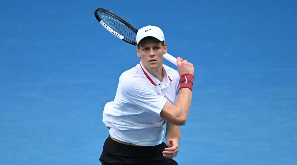 13 January 2026, Australia, Melbourne: Italian tennis player Jannik Sinner in action during a practice session ahead of the Australian Open tennis tournament at Melbourne Park. (dpa)