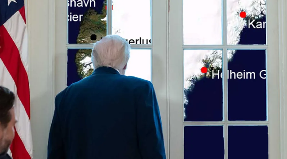 صورة نشرها البيت الأبيض لترمب وعينه على غرينلاند (إكس)