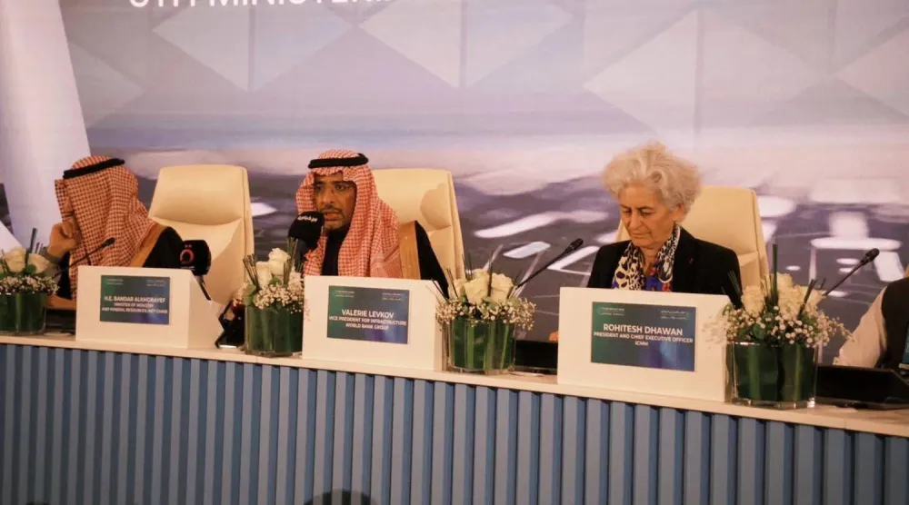Saudi Minister of Industry and Mineral Resources Bandar Alkhorayef speaks at a press conference in response to a question from Asharq Al-Awsat. (Asharq Al-Awsat)