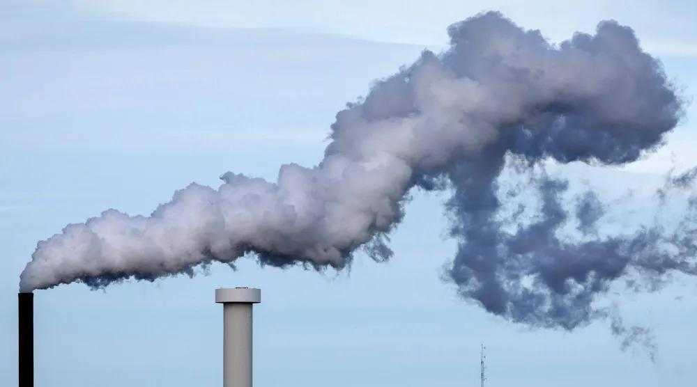 This photograph taken in Lanester, western France on May 31, 2025, shows smoke rising from a factory. (AFP)