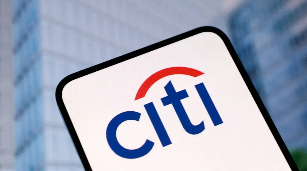 شعار مجموعة «سيتي غروب» الأميركية المصرفية (رويترز)
