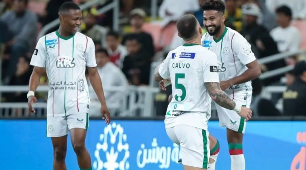 الغنام لحظة احتفاله بالهدف (نادي الاتفاق)