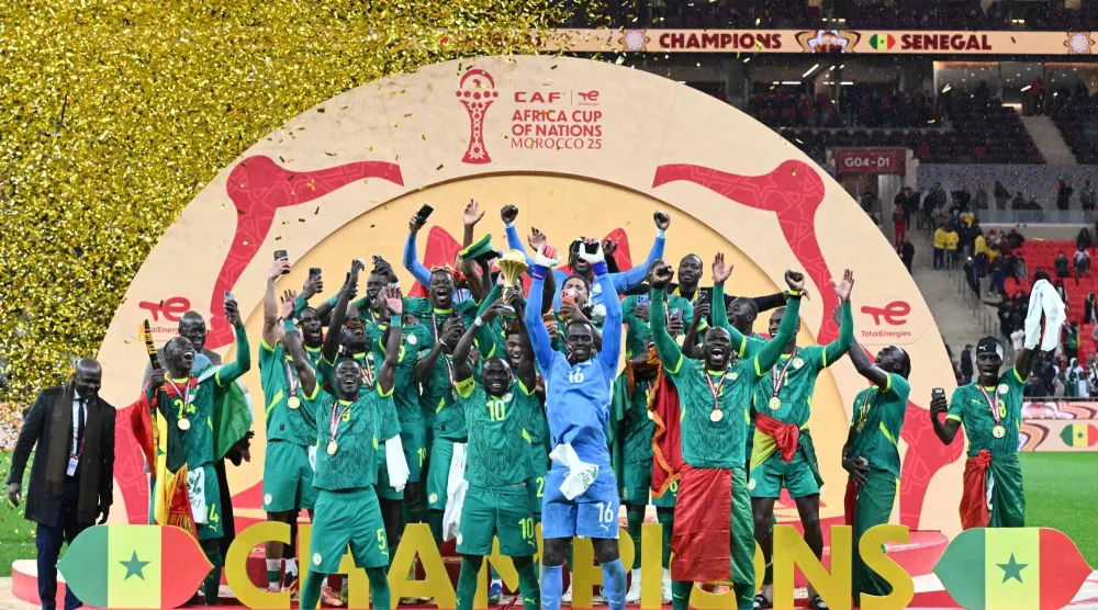 السنغال تحتفل بتتويجها باللقب (أ.ف.ب)