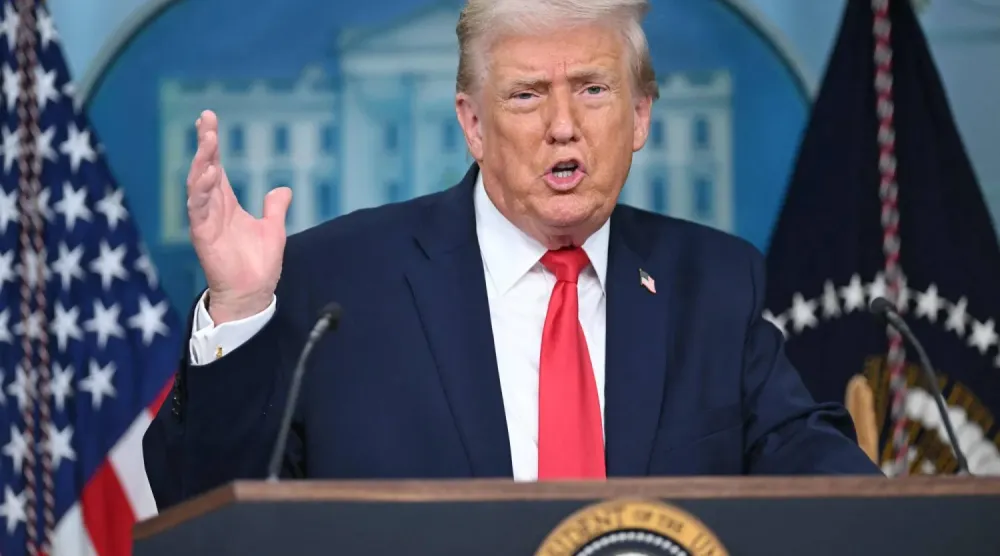  ABD Başkanı Donald Trump Beyaz Saray'da konuşma yapıyor (AFP)