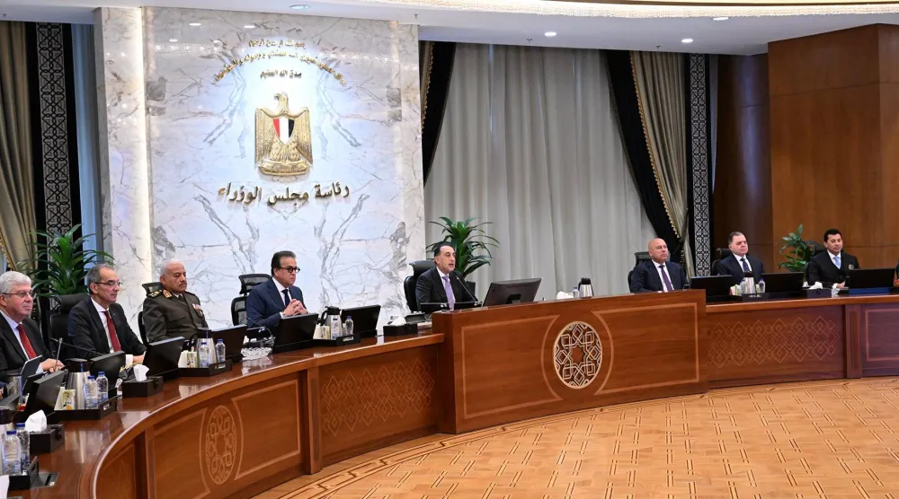 مدبولي خلال ترؤسه الاجتماع الأسبوعي للحكومة المصرية (رئاسة مجلس الوزراء)