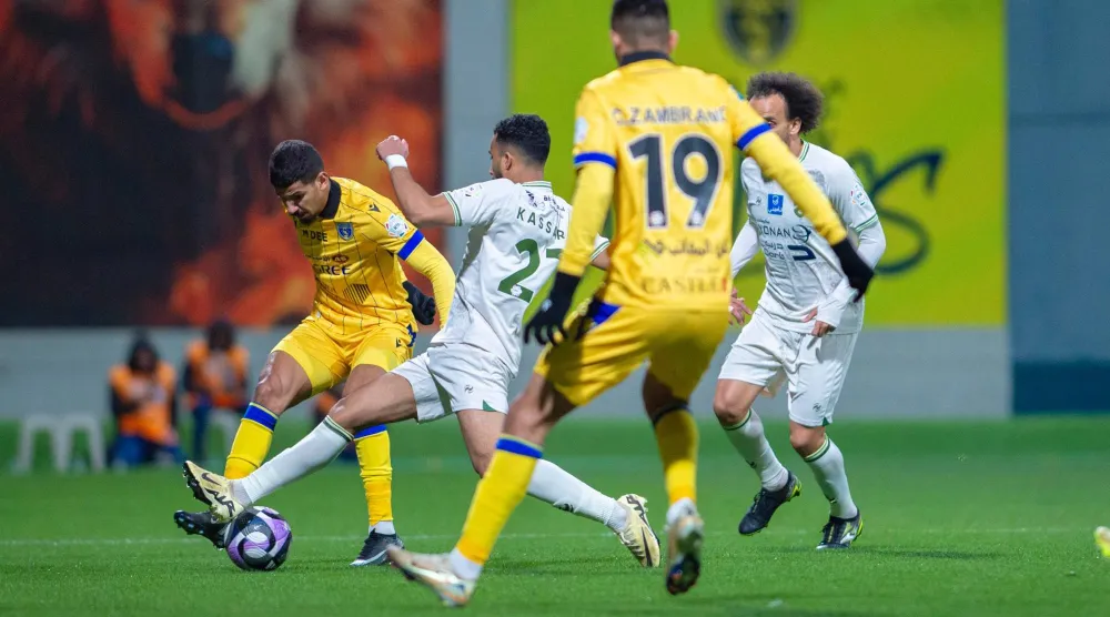 من مواجهة التعاون وضيفه الحزم (تصوير: صالح العنزي) 