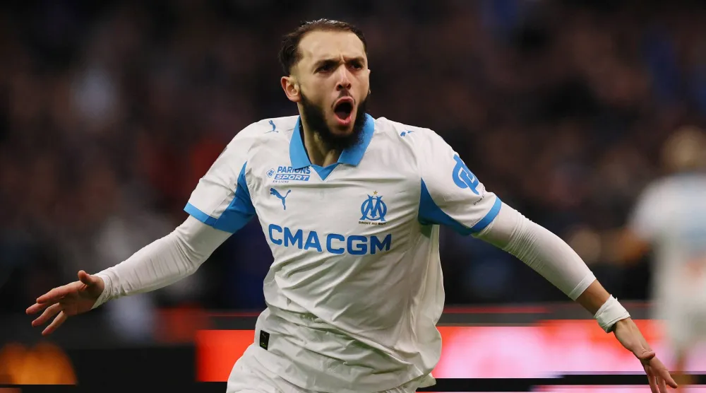 أمين الجويري محتفلا بهدفه الأول (رويترز)