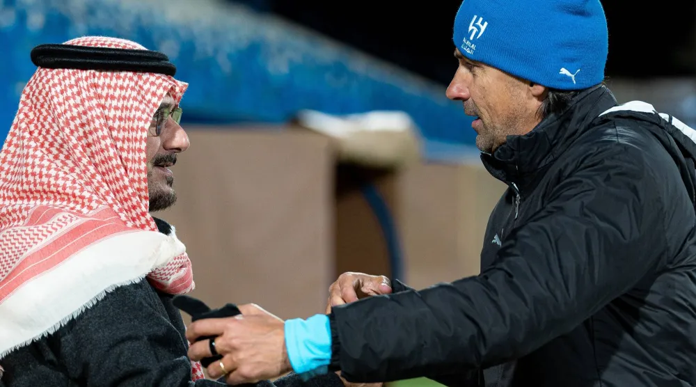 الأمير نواف بن سعد رئيس الهلال والمدرب إنزاغي يرسمان مستقبل جديد للفريق (نادي الهلال)