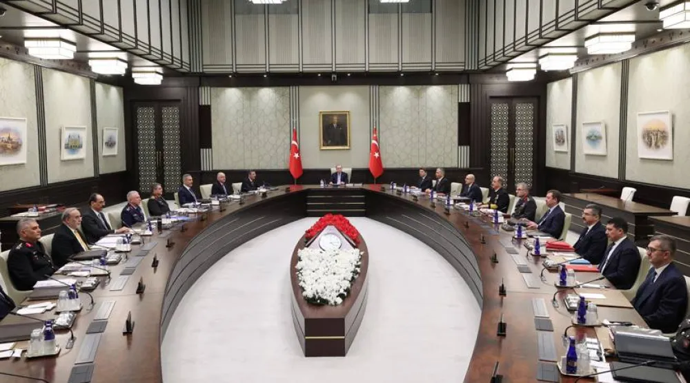 جانب من اجتماع مجلس الأمن القومي التركي برئاسة الرئيس رجب طيب إردوغان في أنقرة الأربعاء (الرئاسة التركية)