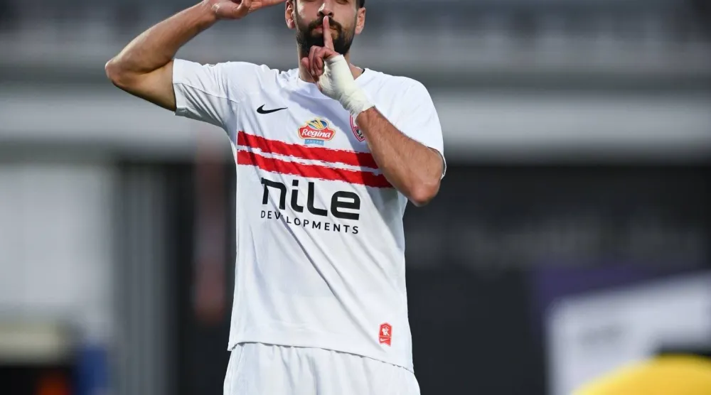 عدي الدباغ لاعب الزمالك محتفلا بالهدف (نادي الزمالك)