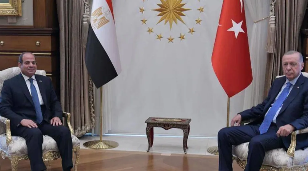 الرئيس التركي رجب طيب إردوغان خلال استقباله نظيره المصري عبد الفتاح السيسي في سبتمبر 2024 (الرئاسة المصرية)