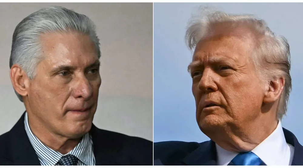 صورة مركبة للرئيس الكوبي ميغيل دياز كانيل والرئيس الأميركي دونالد ترمب (أ.ف.ب)