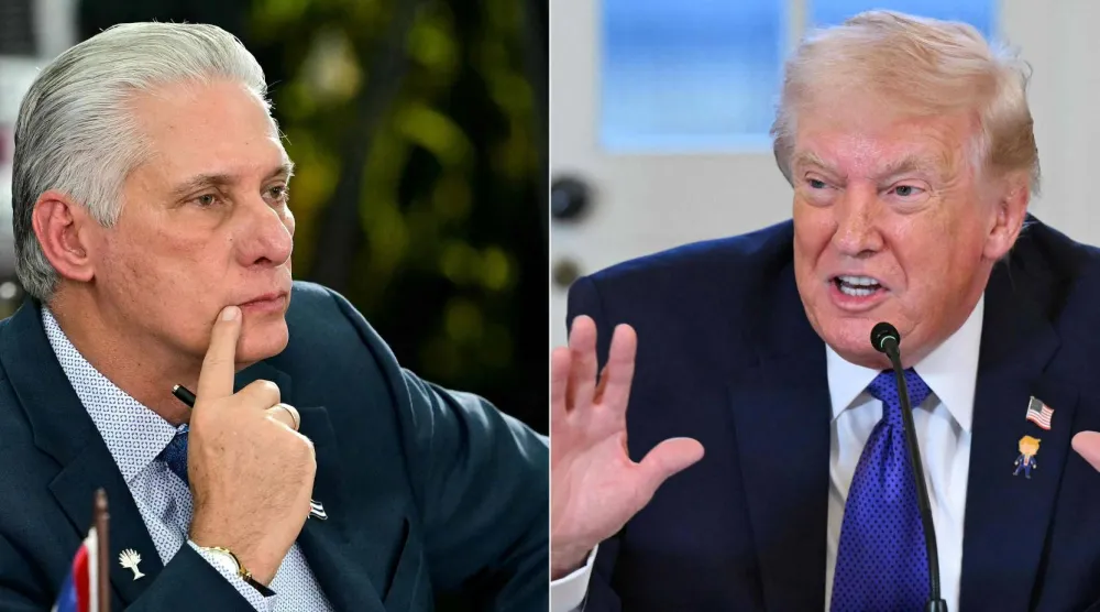 صورة مركبة للرئيسين الأميركي دونالد ترمب والكوبي ميغيل دياز كانيل (أ.ف.ب)