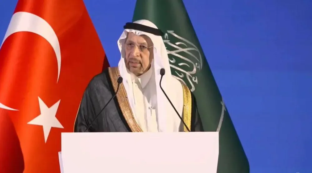 وزير الاستثمار السعودي خالد الفالح خلال منتدى الاستثمار السعودي - التركي في الرياض (الشرق الأوسط)