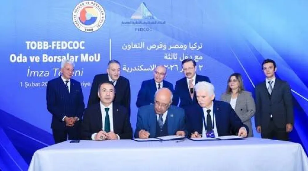 جانب من توقيع مذكرات تفاهم بين الغرف المصرية والتركية الثلاثاء (الاتحاد العام للغرف التجارية المصرية)