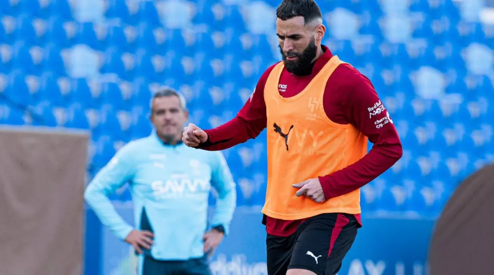 كريم بنزيمة خلال ظهوره في تدريبات «الهلال» (نادي الهلال)