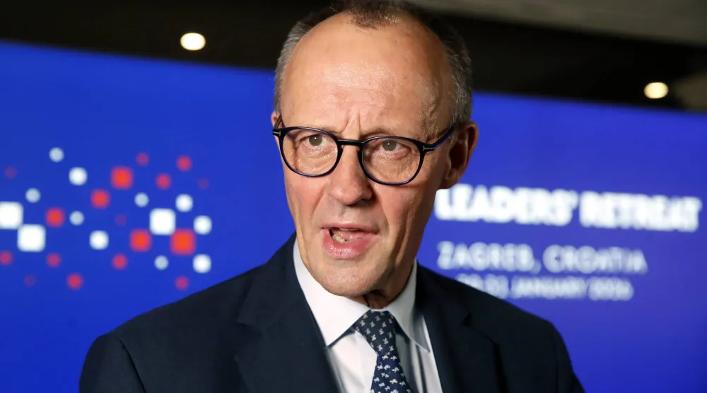 المستشار الألماني فريدريش ميرتس يحضر اجتماعاً في زغرب بكرواتيا يوم 30 يناير 2026 (إ.ب.أ) 