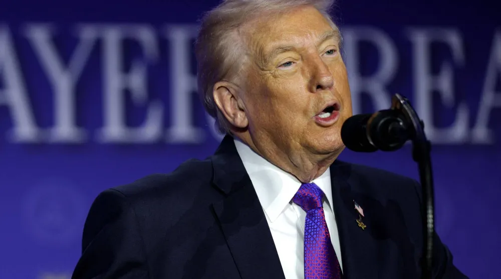 الرئيس الأميركي دونالد ترمب يلقي كلمة في العاصمة واشنطن 5 فبراير 2026 (أ.ف.ب)