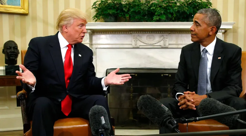 لقاء بين باراك أوباما ودونالد ترمب في البيت الأبيض (رويترز - أرشيفية)