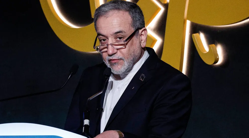 Iran's Foreign Minister Abbas Araghchi looks on as he speaks during the 17th edition of the Al Jazeera Forum in Doha on February 7, 2026. (AFP)