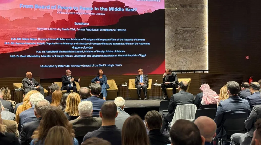 عبد العاطي خلال مشاركته في حلقة نقاشية بـ«منتدى بليد الاستراتيجي» بالعاصمة السلوفينية ليوبليانا (الخارجية المصرية)