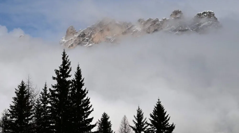  The peaks of the Dolomites are seen from the Cortina Sliding Centre during the Milano Cortina 2026 Winter Olympic Games in Cortina d'Ampezzo on February 5, 2026. (AFP)