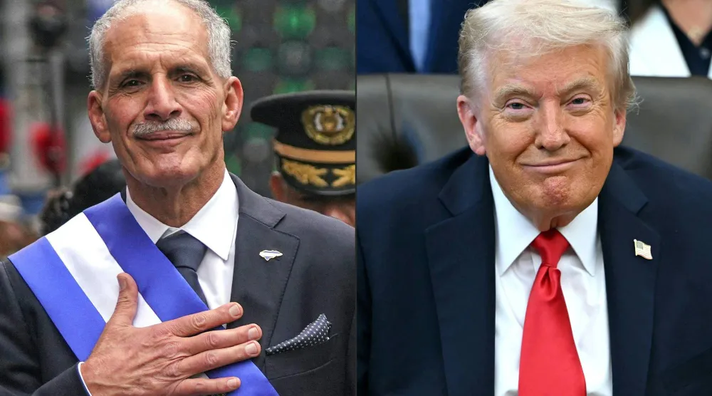 صورة مركبة للرئيس دونالد ترمب وبنظيره الهندوراسي نصري عصفورة (ا.ف.ب)