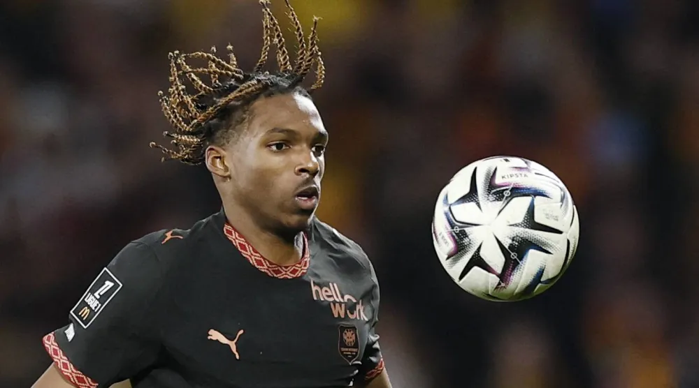 Soccer Football - Ligue 1 - RC Lens v Stade Rennes - Stade Bollaert-Delelis, Lens, France - February 7, 2026  Stade Rennes' Jeremy Jacquet in action REUTERS/Benoit Tessier