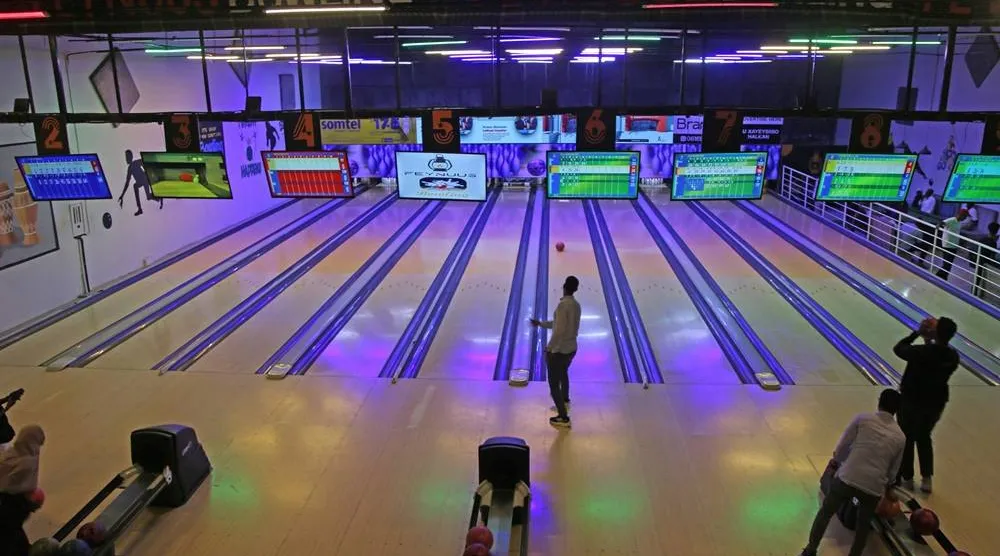  People bowl at the Feynuus Bowling Center in Mogadishu, Somalia, on Jan. 15, 2026. (AP) 