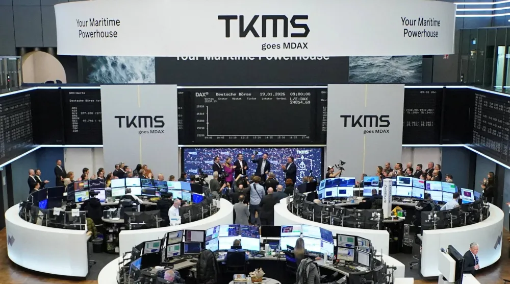 رسم بياني لمؤشر الأسهم الألماني «داكس» في بورصة فرانكفورت (رويترز)