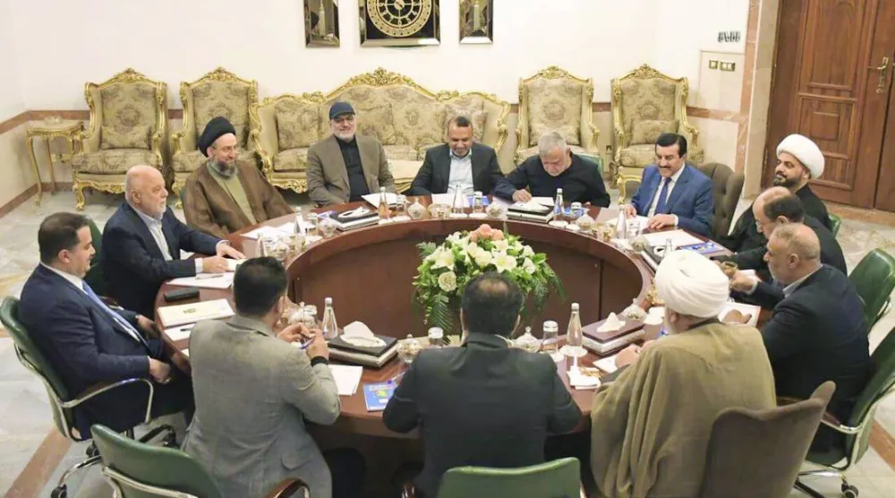 قادة أحزاب «الإطار التنسيقي» خلال أحد اجتماعاتهم الدورية في بغداد (واع)