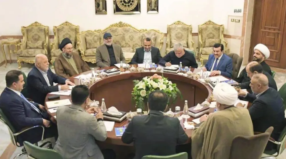 Coordination Framework leaders during a meeting in Baghdad. Iraqi News Agency