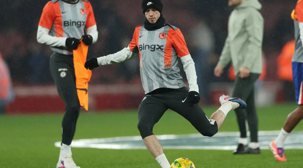 بالمر نجم تشيلسي خلال التحضير لمواجهة هال سيتي في الدور الرابع لكأس انجلترا (ا ف ب)