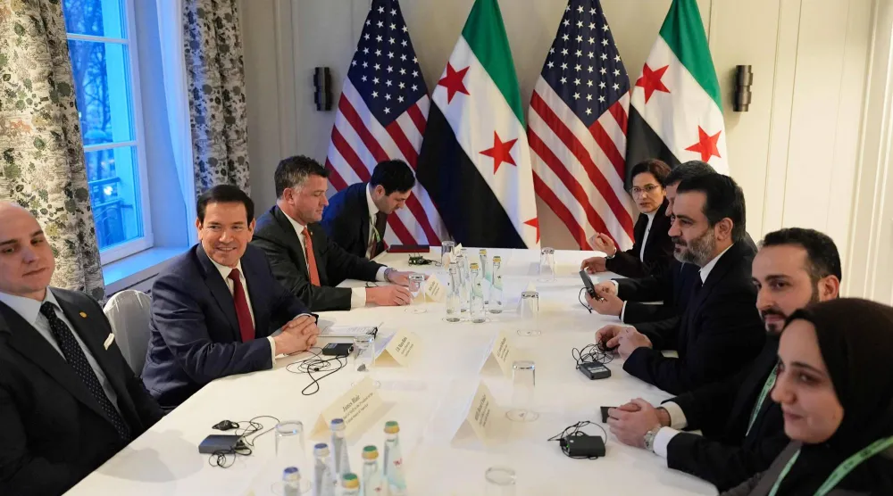 لقاء الشيباني وروبيو على هامش مؤتمر ميونيخ للأمن (أ.ف.ب)